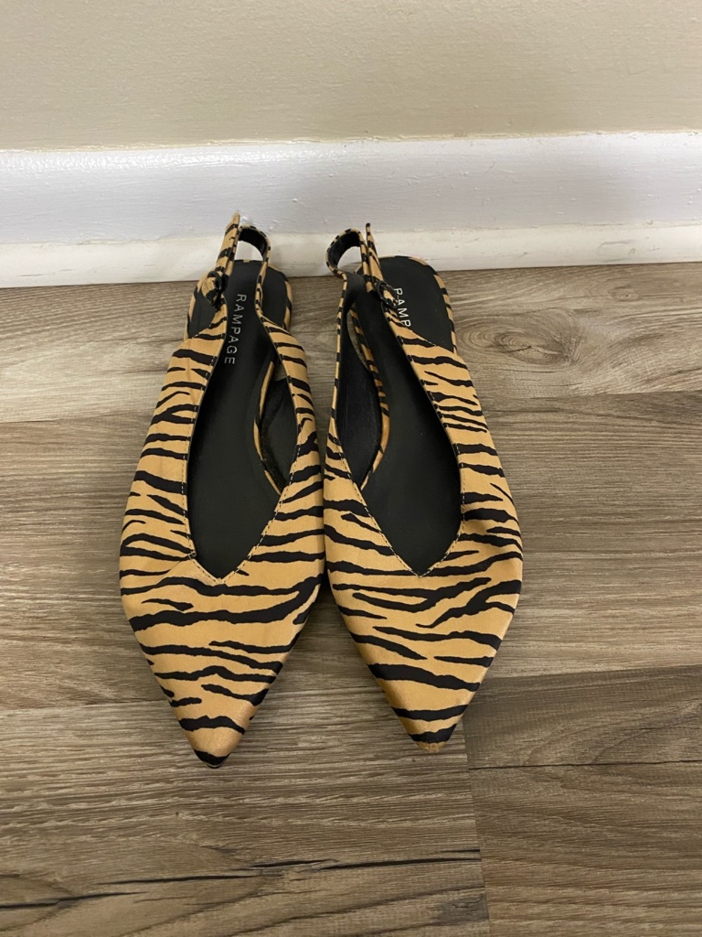 Rampage Women's Tiger-Print Pointed Slingback Flats - Black, Tan